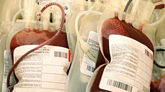 Two bags of donated blood.